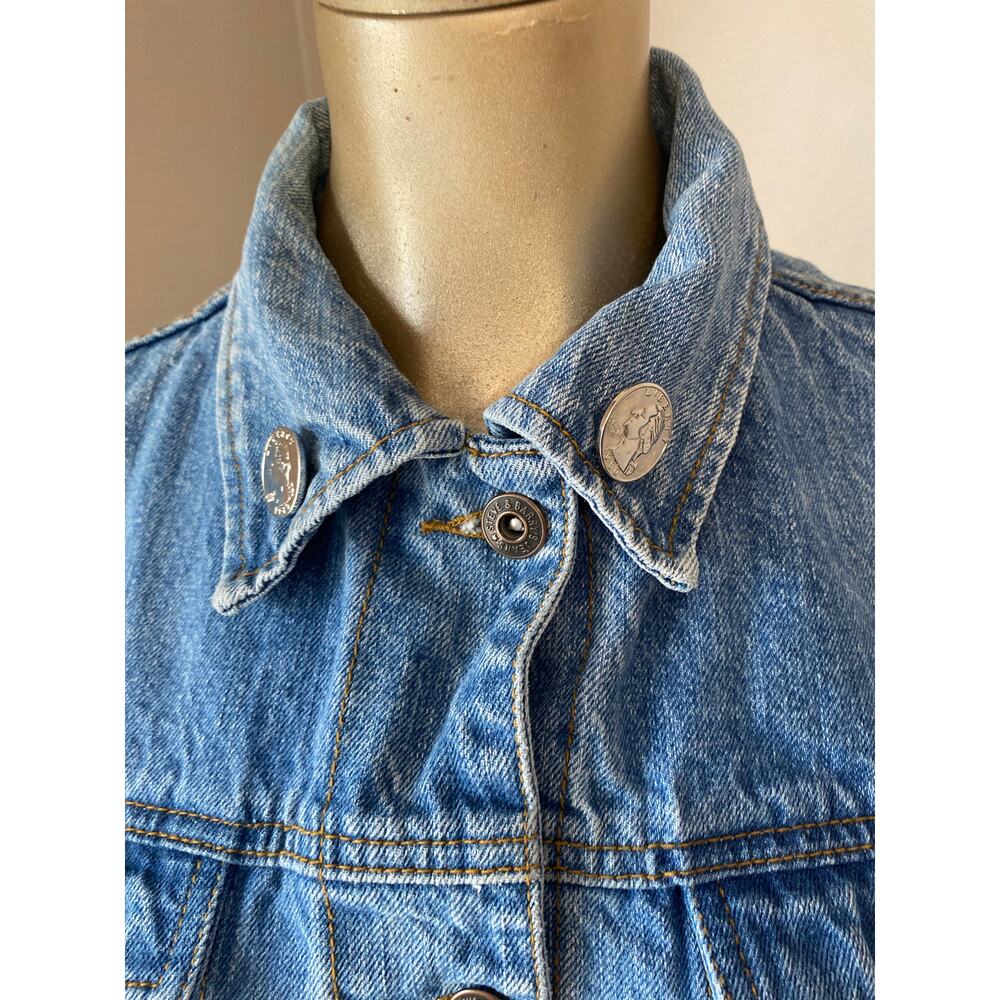 Steve & Barry's Blue Denim Jacket with Band Patches - Picture 6 of 9